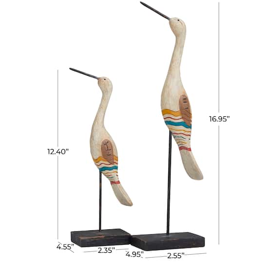 Cream Stone Distressed Carved Bird Sculpture Set